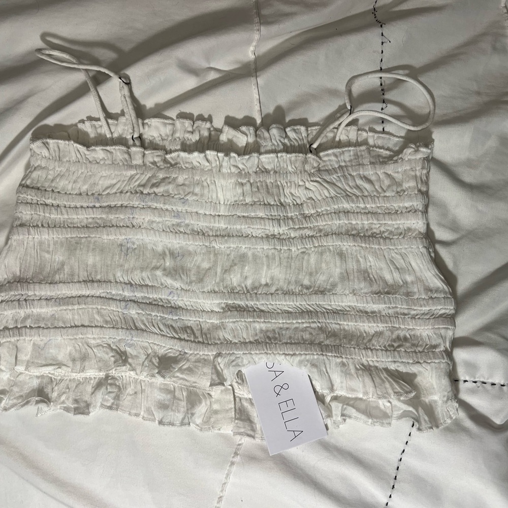 White Ruffled Women's Top